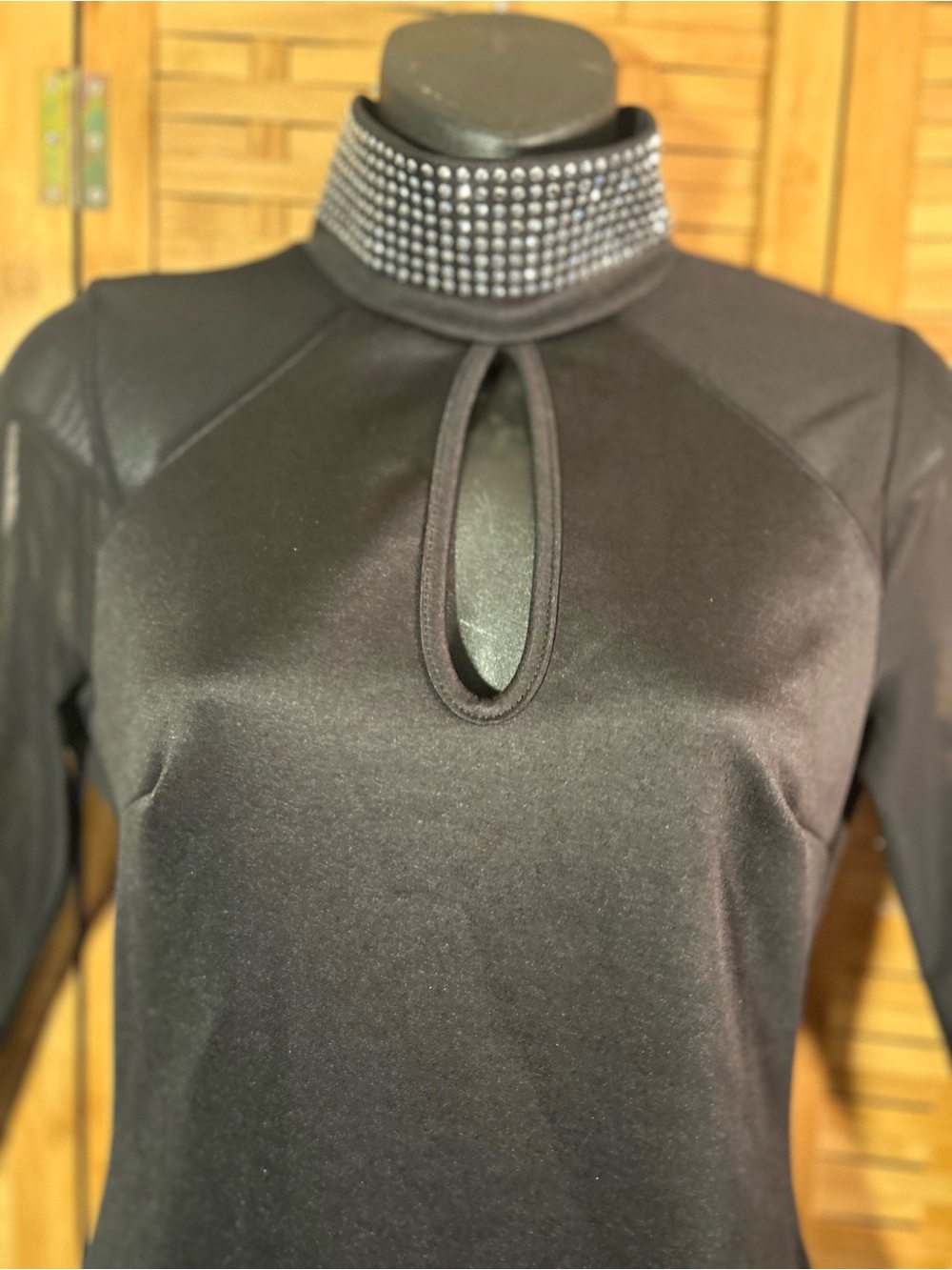 🐾2/$8- Black Studded Mock Neck Keyhole Bodycon Dress - Picture 2 of 15